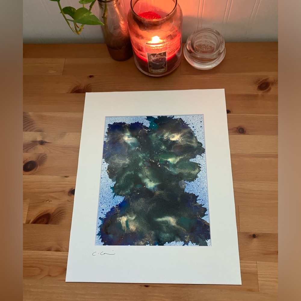 New Original Signed Artwork Alcohol Ink on Paper 132